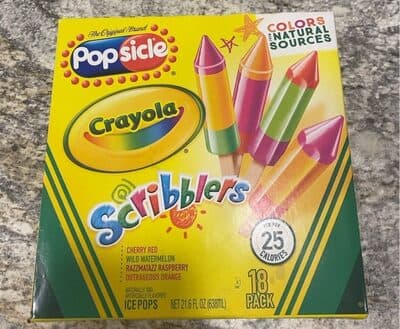 Scribblers Cherry Red, Wild Watermelon, Razzmatazz Raspberry, Outrageous Orange Flavored Ice Pops