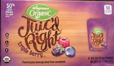 Triple Berry Flavored Juice Beverage Blend From Concentrate