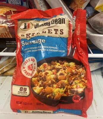 Sausage Diced Potatoes, Red & Green Peppers, Onions, Sausage Crumbles & Cheddar Cheese Skillets