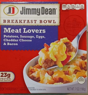 Meat Lovers Potatoes, Sausage, Eggs, Cheddar Cheese & Bacon Breakfast Bowl