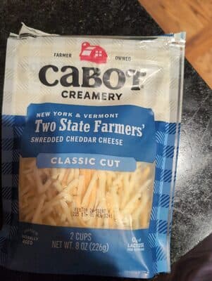 TWO STATE FARMERS' NEW YORK & VERMONT SHREDDED CHEDDAR CHEESE