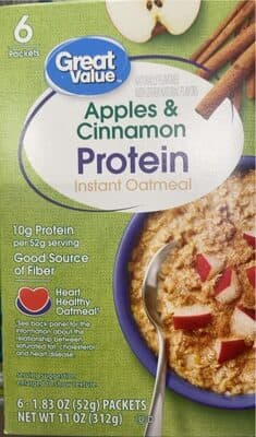 Great Value apples and cinnamon protein instant oatmeal