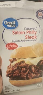 Sirloin Philly Steak Thinly Sliced & Shaped Seasoned Sirloin Beef