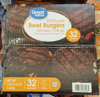 75% LEAN, 25% FAT 100% PURE BEEF BURGERS