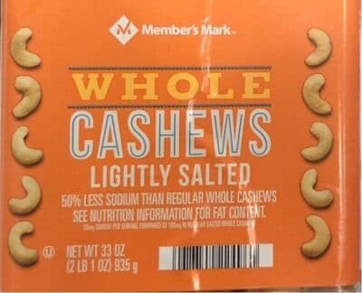 Lightly Salted Whole Cashews