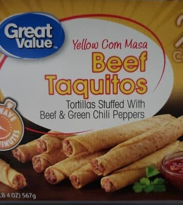 Beef Yellow Corn Masa Tortillas Stuffed with Beef & Green Chili Peppers Taquitos
