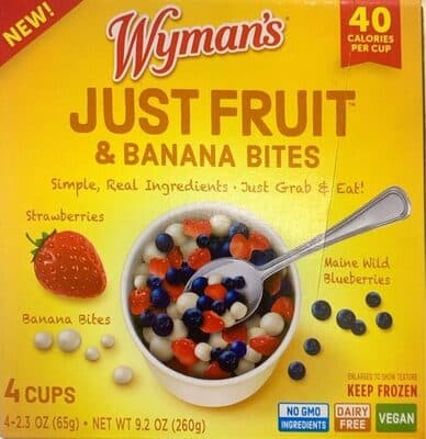 Just Fruit & Banana Bites, Strawberries, Maine Wild Blueberries