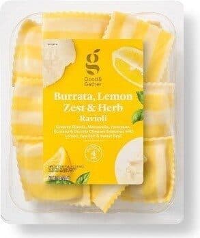 Burrata, Lemon Zest & Herb Ravioli Creamy Ricotta, Mozzarella, Parmesan, Romano & Burrata Cheeses Seasoned With Lemon, Sea Salt & Sweet Basil