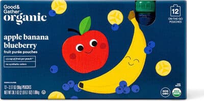 Apple Banana Blueberry Fruit Puree Pouches