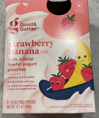 Strawberry Banana Flavored Lowfat Yogurt Pouches