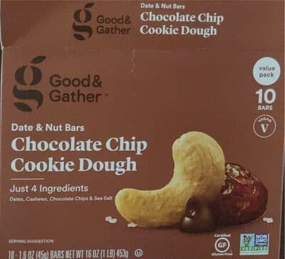 Chocolate Chip Cookie Dough Date & Nut Bars