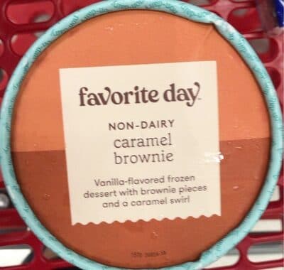 Caramel Brownie Non-Dairy Vanilla-Flavored Frozen Dessert With Brownie Pieces And A Caramel Swirl