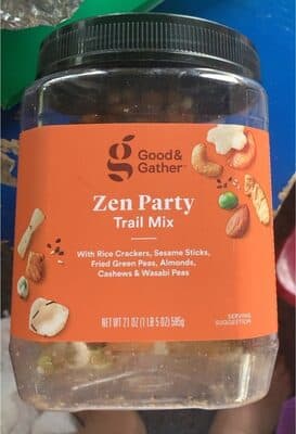 Zen Party With Rice Crackers, Sesame Sticks, Fried Green Peas, Almonds, Cashews & Wasabi Peas Trail Mix