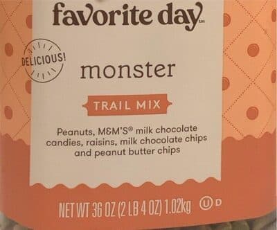 Monster Peanuts, M&M's Milk Chocolate Candies, Raisins, Milk Chocolate Chips and Peanut Butter Chips Trail Mix