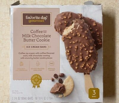 Coffee Milk Chocolate Butter Cookie Flavored Coffee Ice Cream With Coffee-Flavored Swirl, Milk Chocolate Coating With Crunchy Butter Cookie Pieces Ice Cream Bars