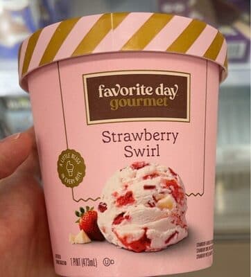 Strawberry Swirl Strawberry-Flavored Ice Cream with Strawberries, White Chocolaty Chunks and Strawberry Pretzel Bark Pieces