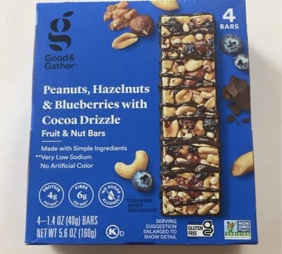 Peanuts, Hazelnuts & Blueberries With Cocoa Drizzle Fruit & Nut Bars
