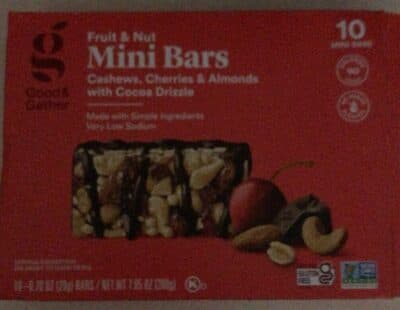 Fruit & Nut Cashews, Cherries & Almonds With Cocoa Drizzle Mini Bars