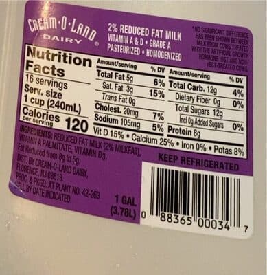 Reduced Fat Milk