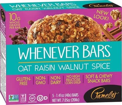 Pamela's Whenever Bars, Oat Raisins Walnut Spice
