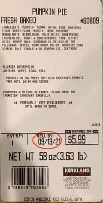 Costco pumpkin pie