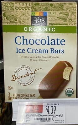 Chocolate Vanilla Ice Cream Dipped in Organic Chocolate Bars