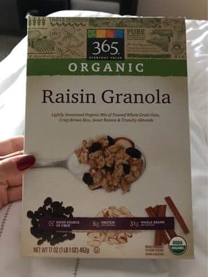 Raisin Sweetened Organic Mix of Toasted Whole Grain Oats, Crisp Brown Rice, Sweet Raisins & Crunchy Almonds Granola