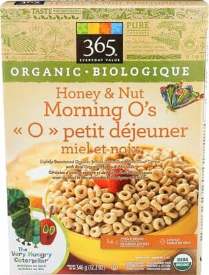 Morning O's Honey Nut Flavored Sweetened Organic Whole Grain Oat Cereal With Real Organic Honey