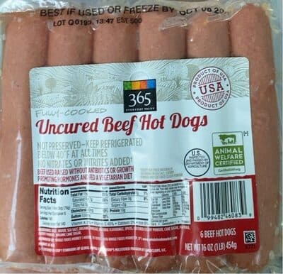 Uncured Beef Hot Dogs