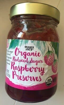 Organic reduced sugar raspberry preserve