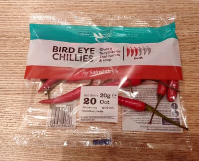 Bird eye chillies