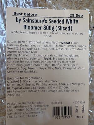 Sainsburys Seeded White Bloomer