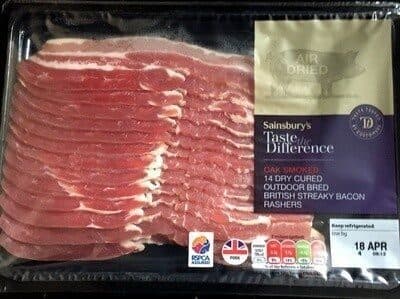 Oak Smoked Dry Cured Streaky Bacon Rashers