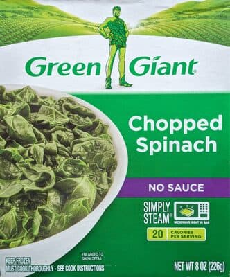 Green Giant Simply Steam Chopped Spinach No Sauce
