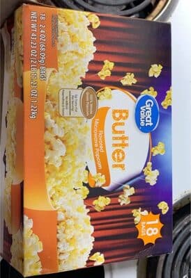 Butter flavored microwave popcorn