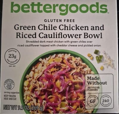 Green Chile Chicken and Riced Cauliflower Bowl