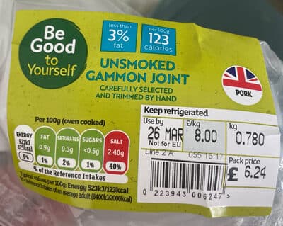 Be Good To Yourself unsmoked gammon joint