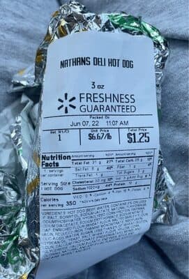 Walmart Deli Hot Dog