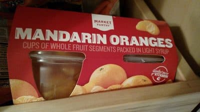 Mandarin Oranges Cups of Whole Fruit Segments Packed in Light Syrup