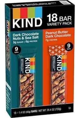 Kind Snack Bars Variety Pack, Dark Chocolate Nuts & Sea Salt and Peanut Butter Dark Chocolate
