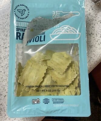Gluten free spinach and cheese ravioli