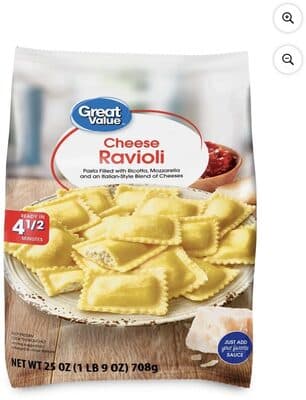 Cheese Pasta Filled with Ricotta, Mozzarella and an Italian-Style Blend of Cheeses Ravioli