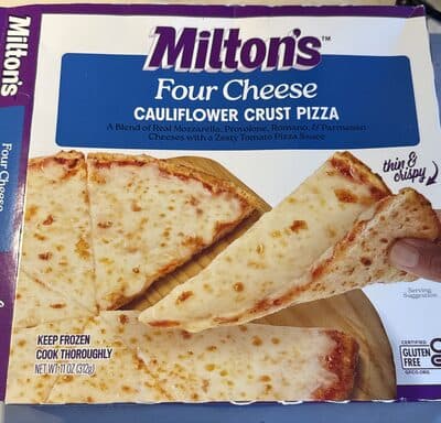 Four Cheese A Blend Of Real Mozzarella, Provolone, Romano And Parmesan Cheese With A Zesty Roma Tomato Pizza Sauce Thin & Crispy Cauliflower Crust Pizza