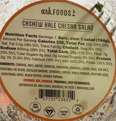 Cashew Kale Caesar Plant-Based Caesar + Chickpea Croutons + Cashews + Red Cabbage + Watermelon Radish Salad
