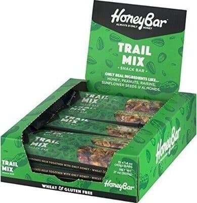 Honeybar snack bars trail mix glutenfree nongmo vegetarian bar