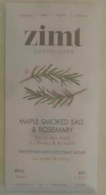 80% Cacao Maple Smoked Salt & Rosemary Dark Chocolate Bar Sweetened with Coconut Sugar