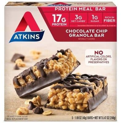 Chocolate Chip Flavored Protein Meal Granola Bars