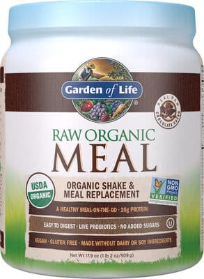 Raw Organic Meal Protein 20 G Powder, Chocolate Cacao