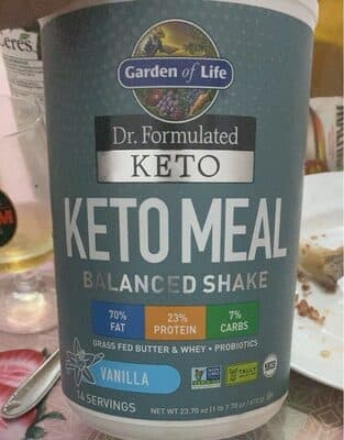 Keto Meal Probiotics Fat 70%, Protein 23%, Carbs 7% Balanced Shake, Vanilla
