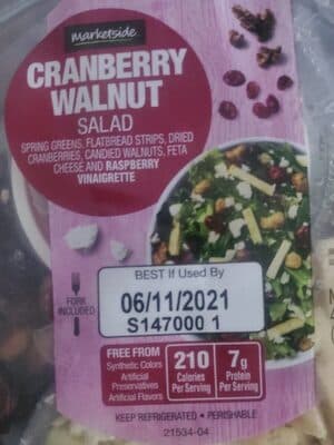 Cranberry Walnut Spring Greens, Feta Cheese, Flatbread, Candied Walnuts, Dried Cranberries with Raspberry Vinaigrette Salad